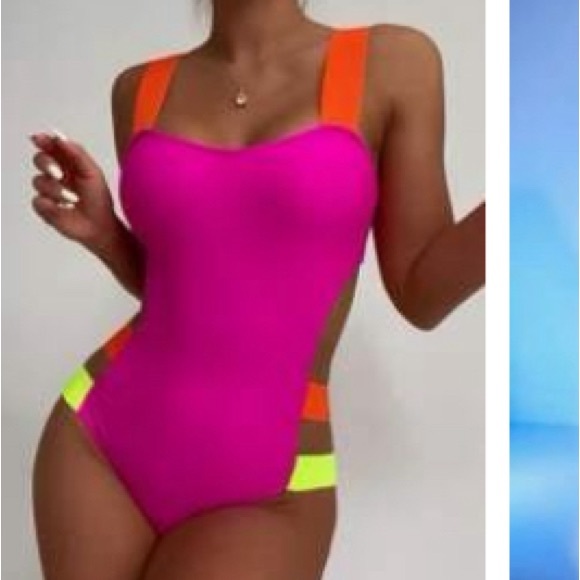 Color block strappy one piece - Picture 1 of 3